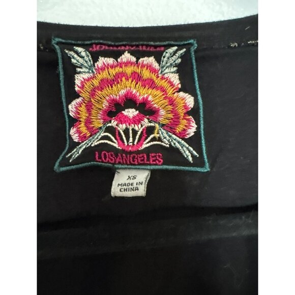 Johnny Was Rianne Knit Drape Top Black With Embroidered Floral Design Size XS - Picture 5 of 9